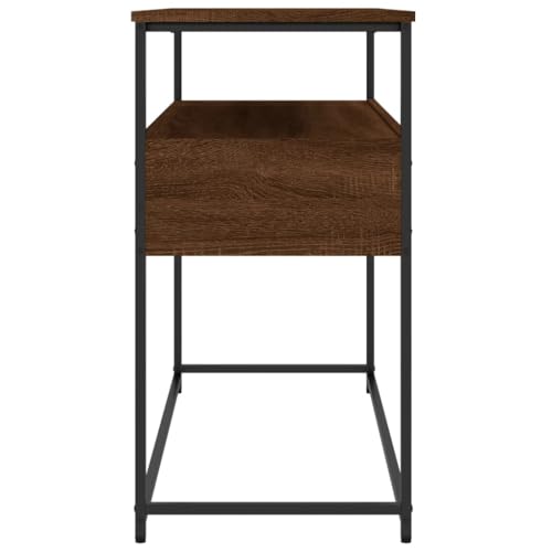 Brown Oak Narrow Console Table with 2 Drawers & Shelf M372954
