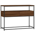 Brown Oak Narrow Console Table with 2 Drawers & Shelf M372954