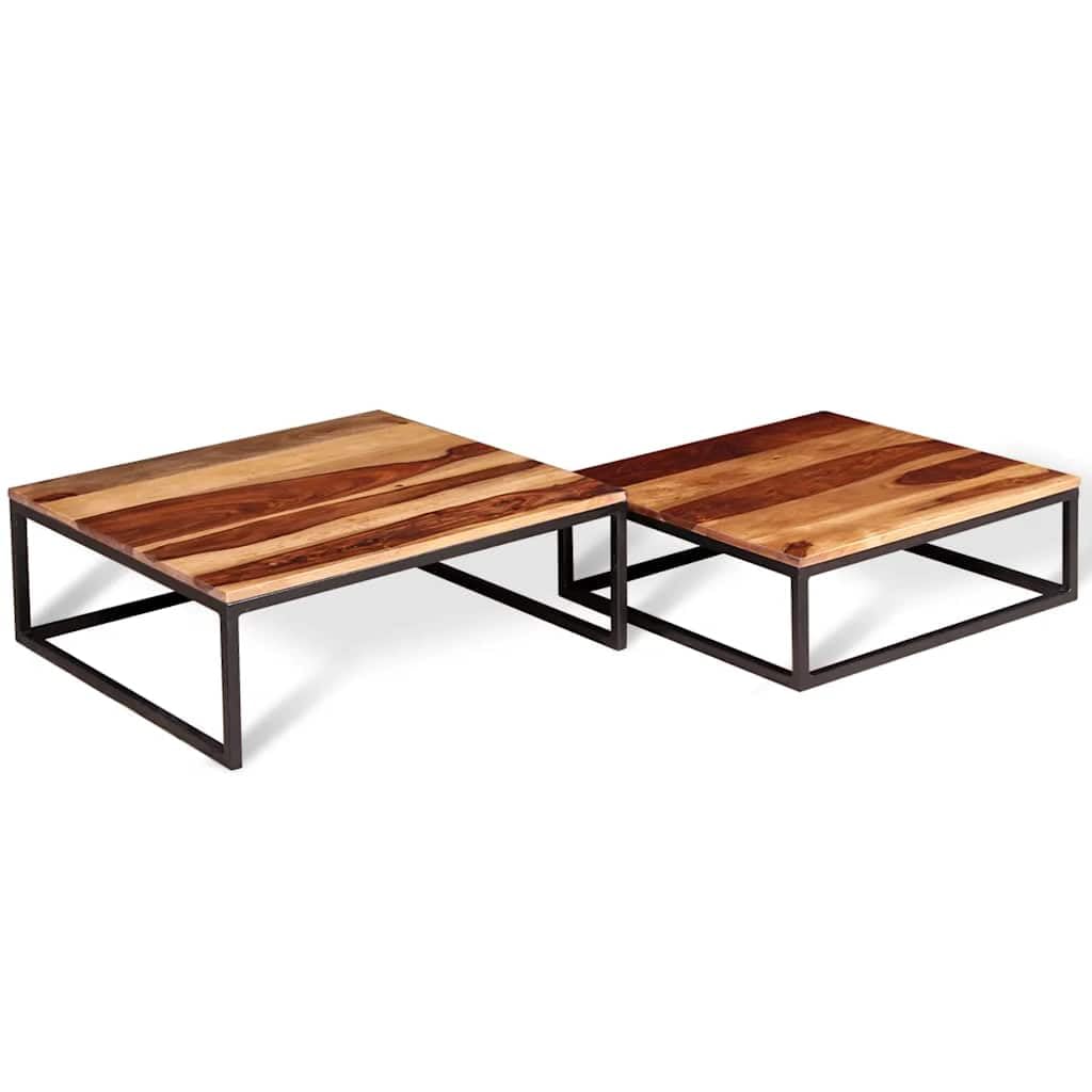 Solid Acacia Wood Nesting Coffee Table Set of 2 X919