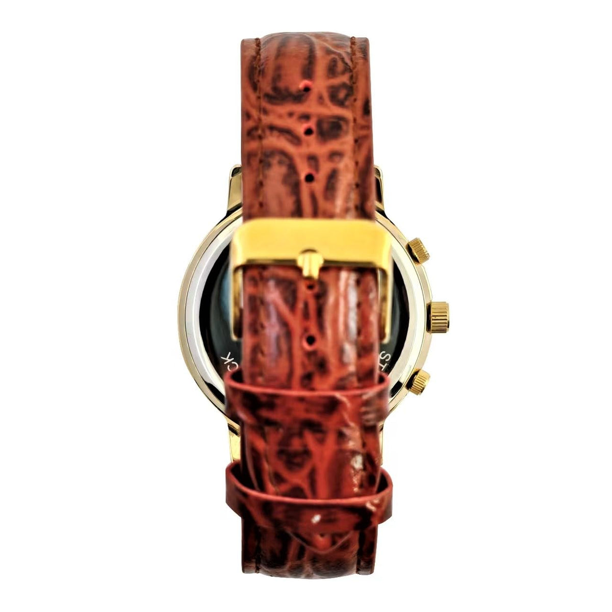Gold Tone Leather Watch Q904452