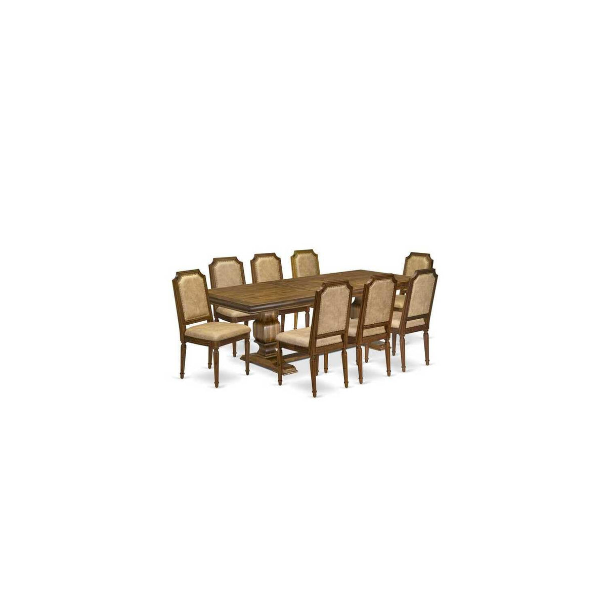 9 Piece Dining Table and 8 Dark Grey PU Leather Chairs W70947
