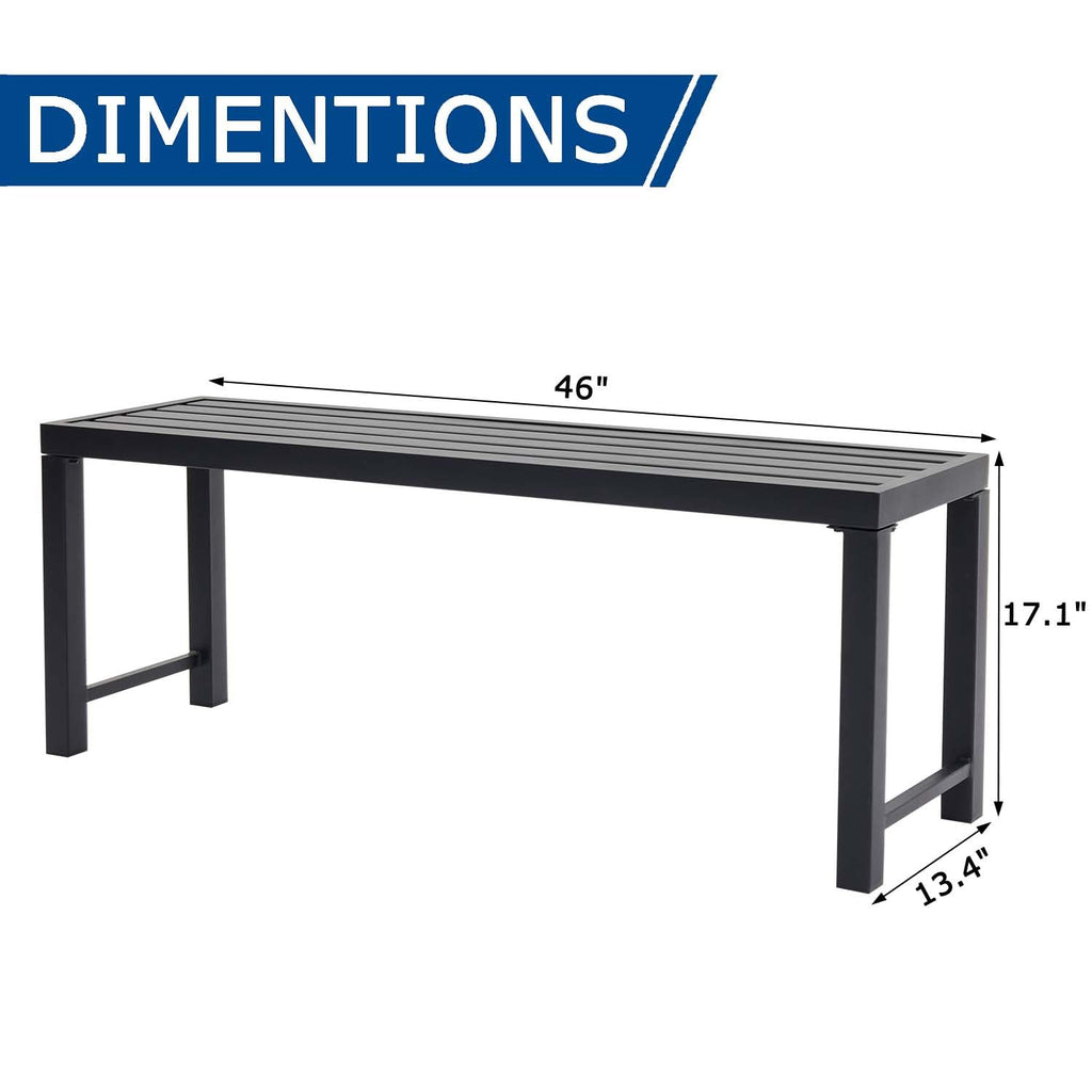 Black Set of 2 Metal Outdoor Backless Bench C8789