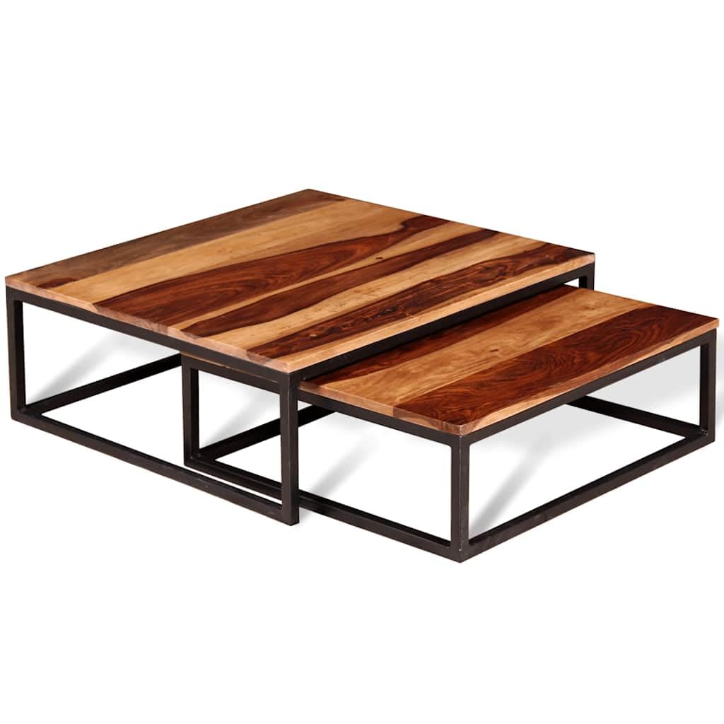 Solid Acacia Wood Nesting Coffee Table Set of 2 X919