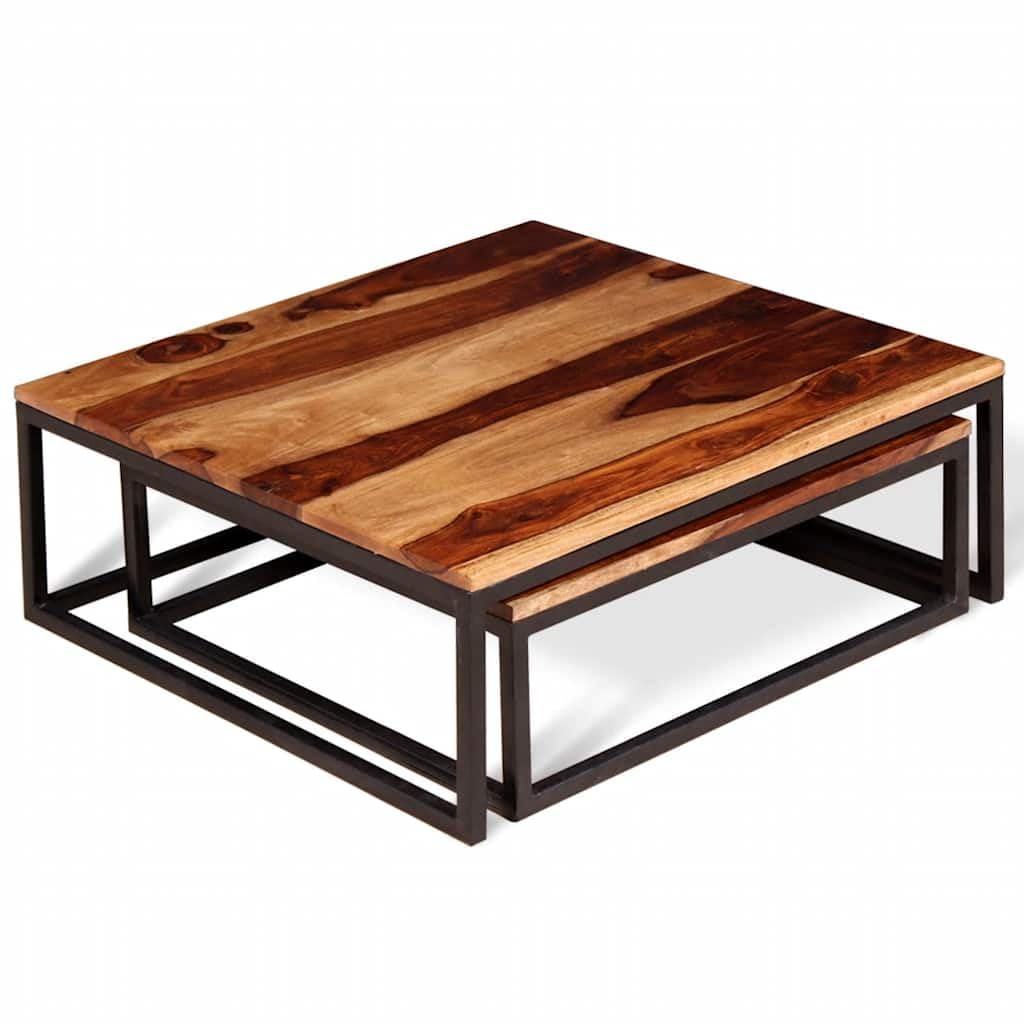 Solid Acacia Wood Nesting Coffee Table Set of 2 X919