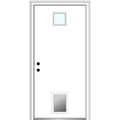 Steel Primed Right Hand In-Swing Prehung Front Door with Pet Door Clear Glass 36" x 80" D14957