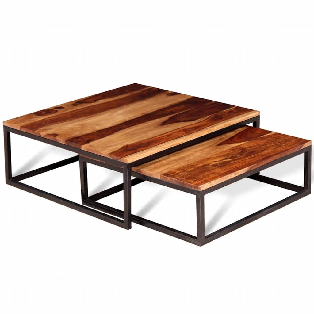 Solid Acacia Wood Nesting Coffee Table Set of 2 X919