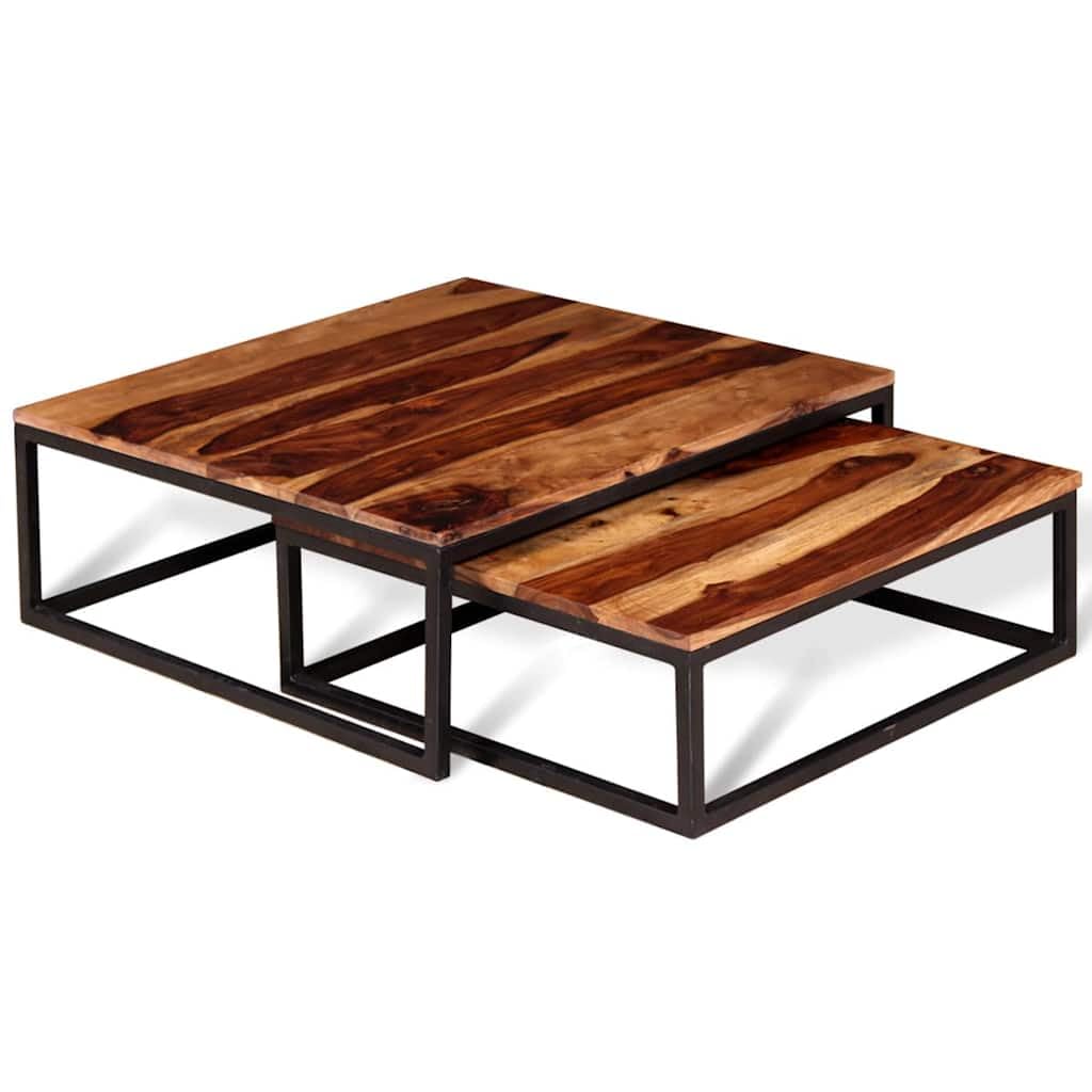 Solid Acacia Wood Nesting Coffee Table Set of 2 X919