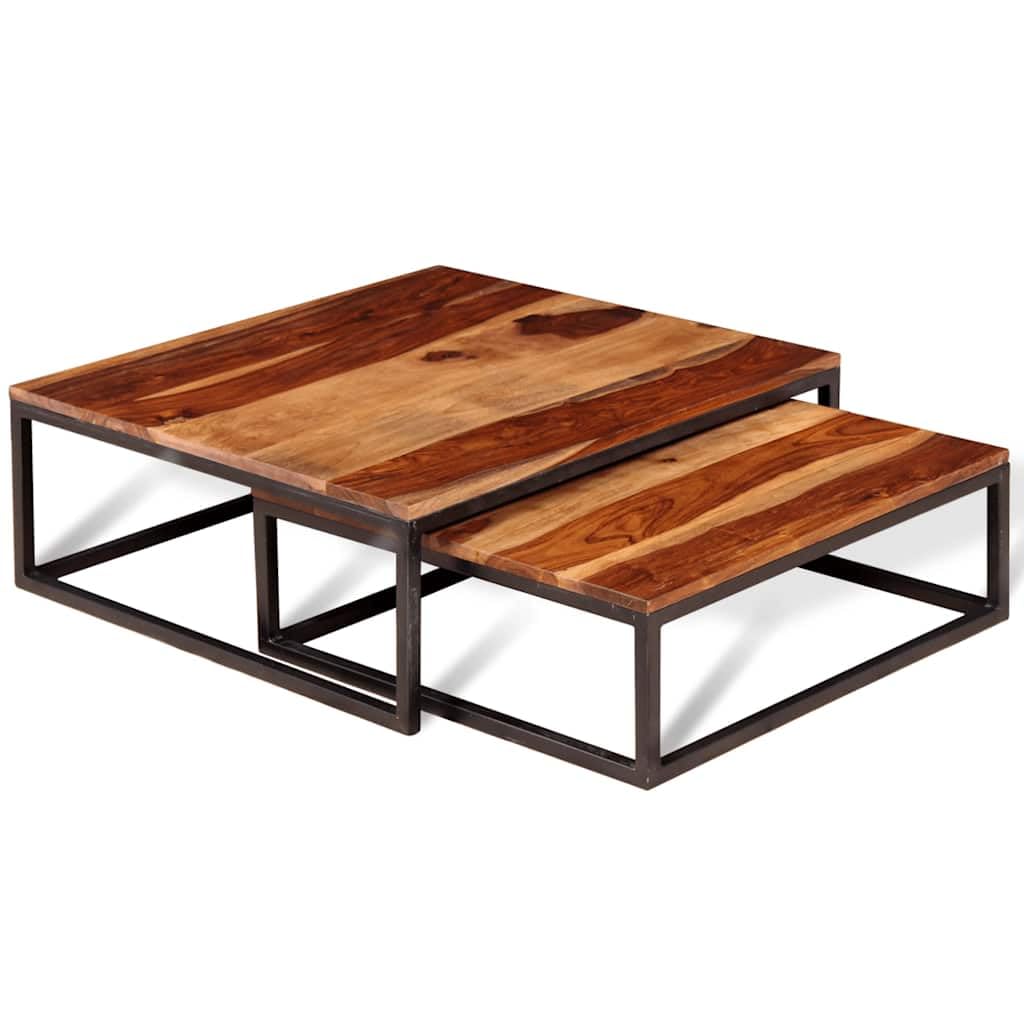 Solid Acacia Wood Nesting Coffee Table Set of 2 X919