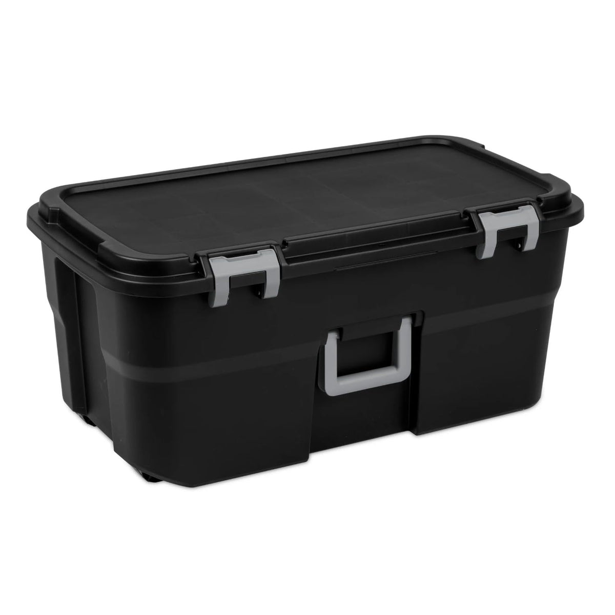 Black Lockable Wheeled Plastic Storage Footlocker D5047