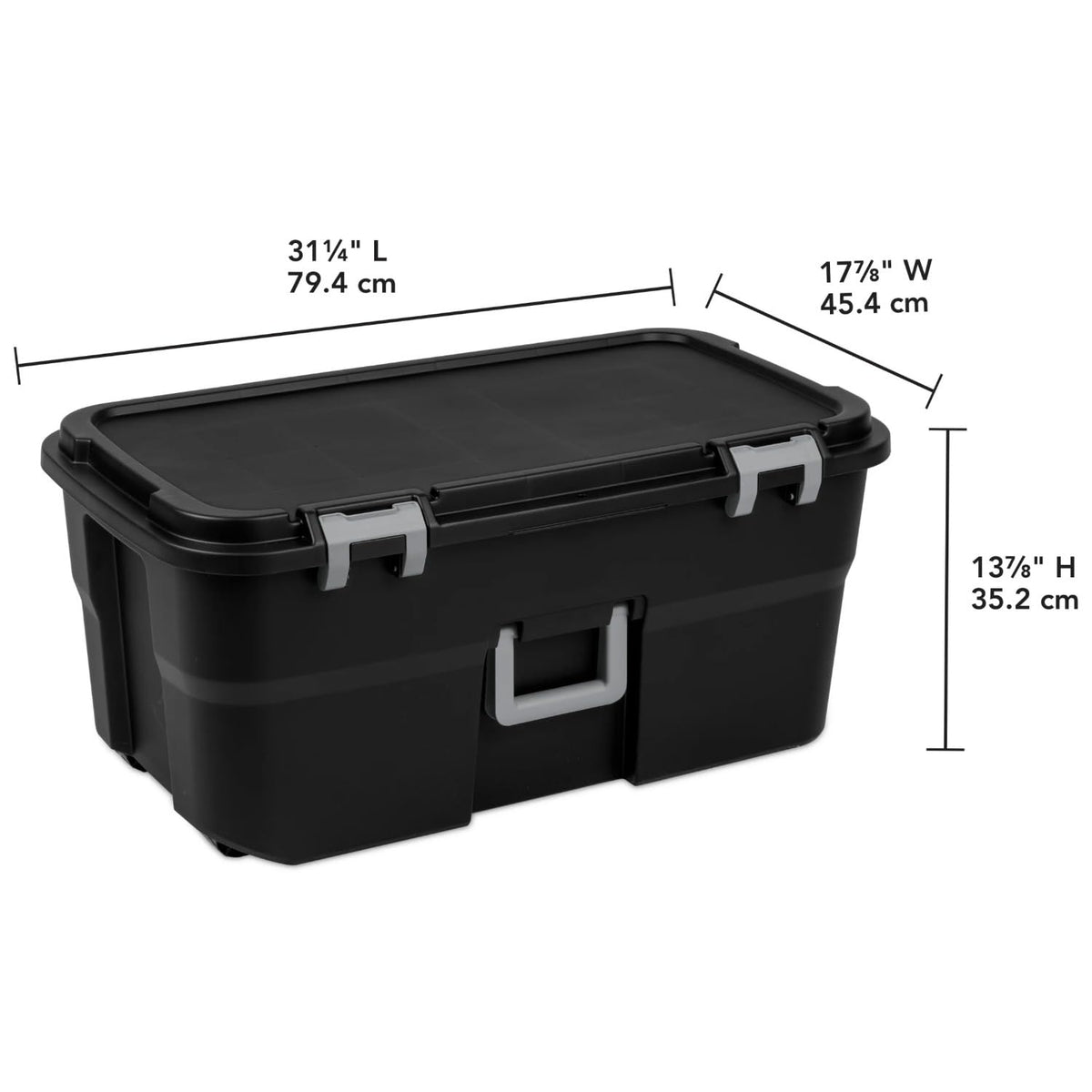 Black Lockable Wheeled Plastic Storage Footlocker D5047