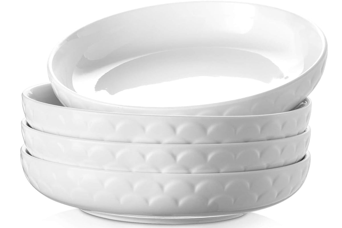 Set of 4 White Ceramic Pasta Bowls C461875