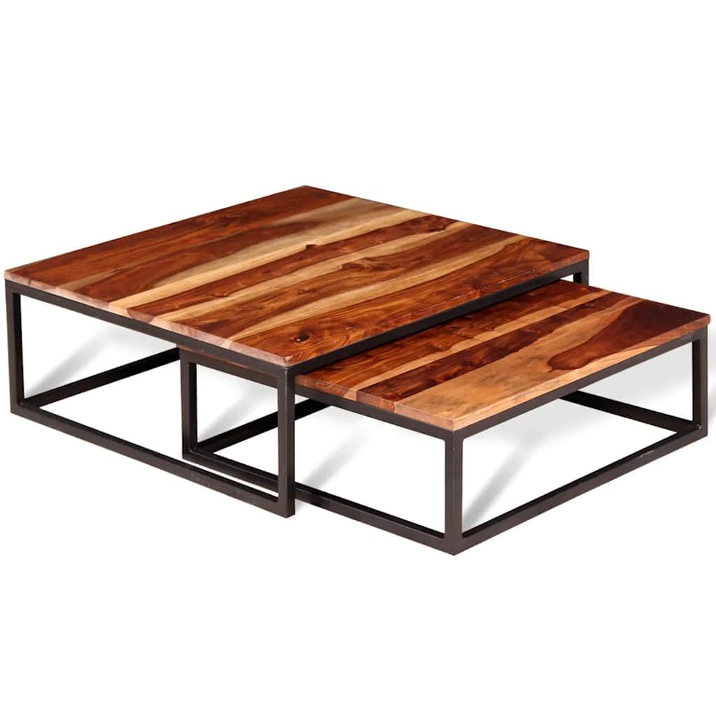 Solid Acacia Wood Nesting Coffee Table Set of 2 X919