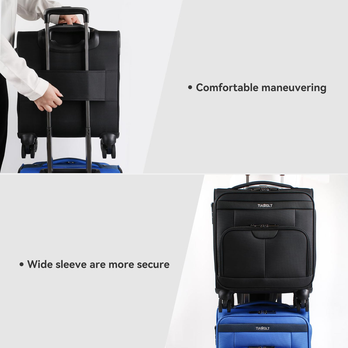 16 Inch Underseat Carry on Luggage with Wheels Black U865