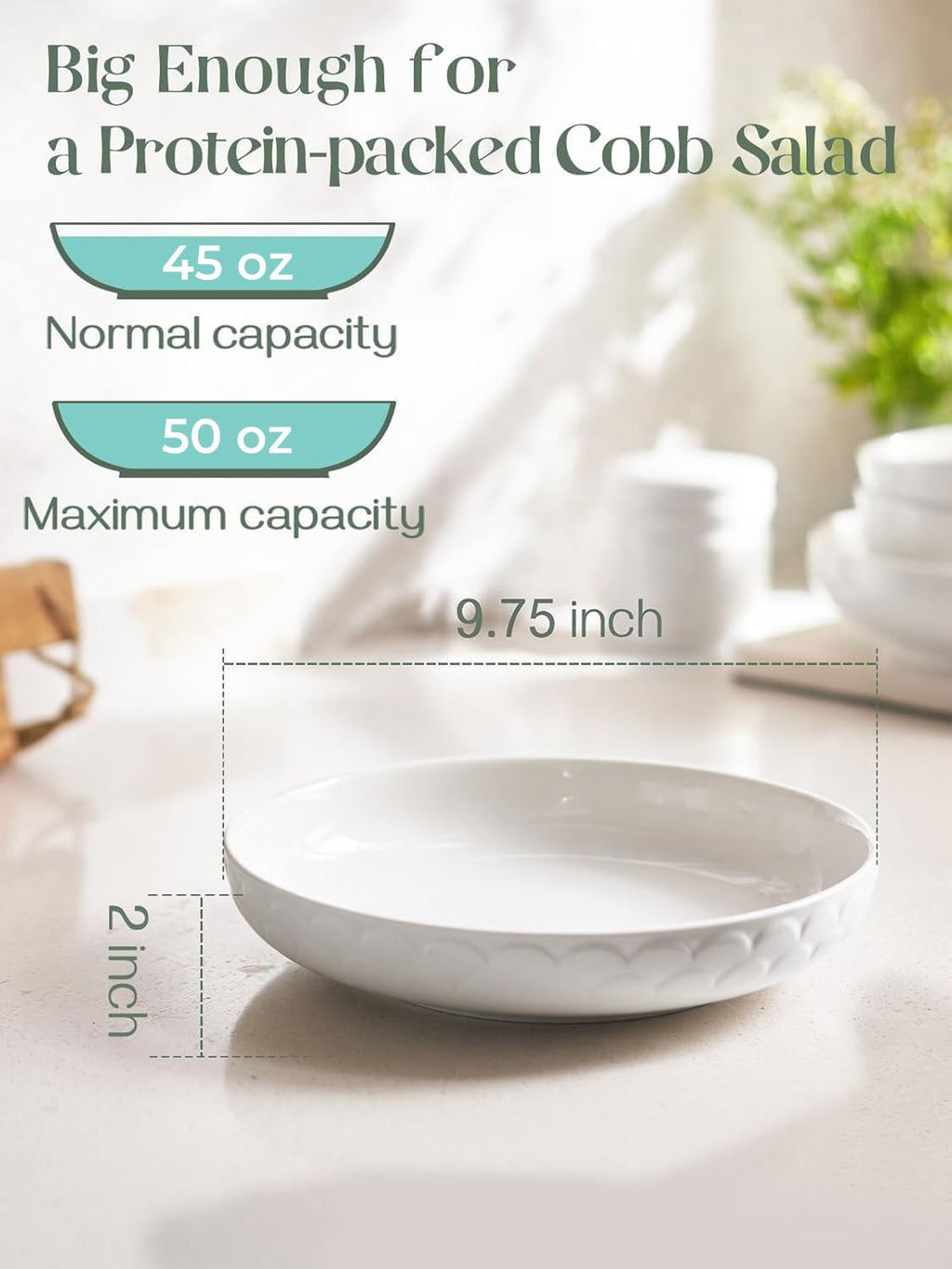Set of 4 White Ceramic Pasta Bowls C461875