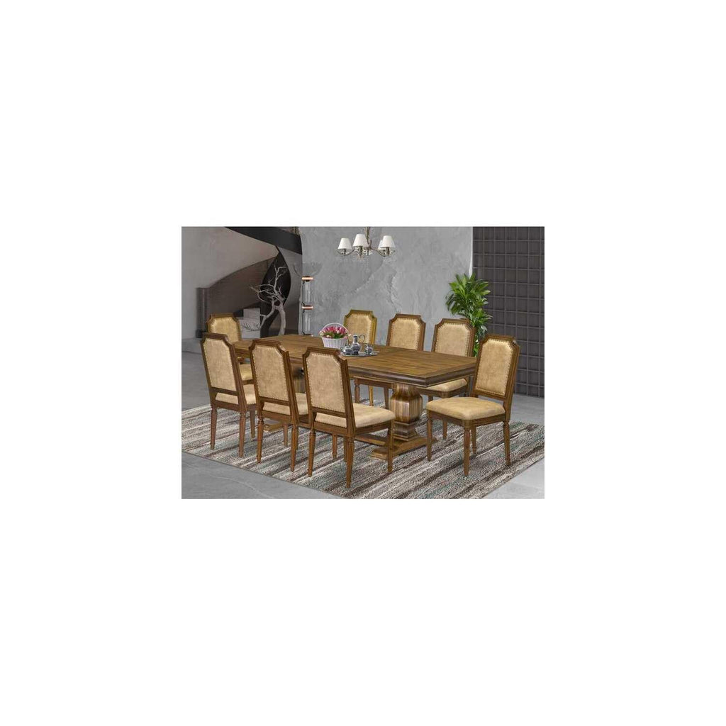 9 Piece Dining Table and 8 Dark Grey PU Leather Chairs W70947