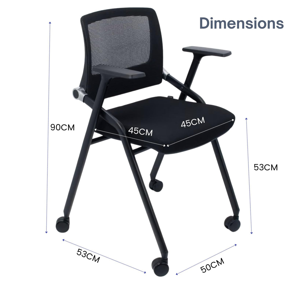 2 Pack Black Mesh Folding Office Chairs with Wheels F455