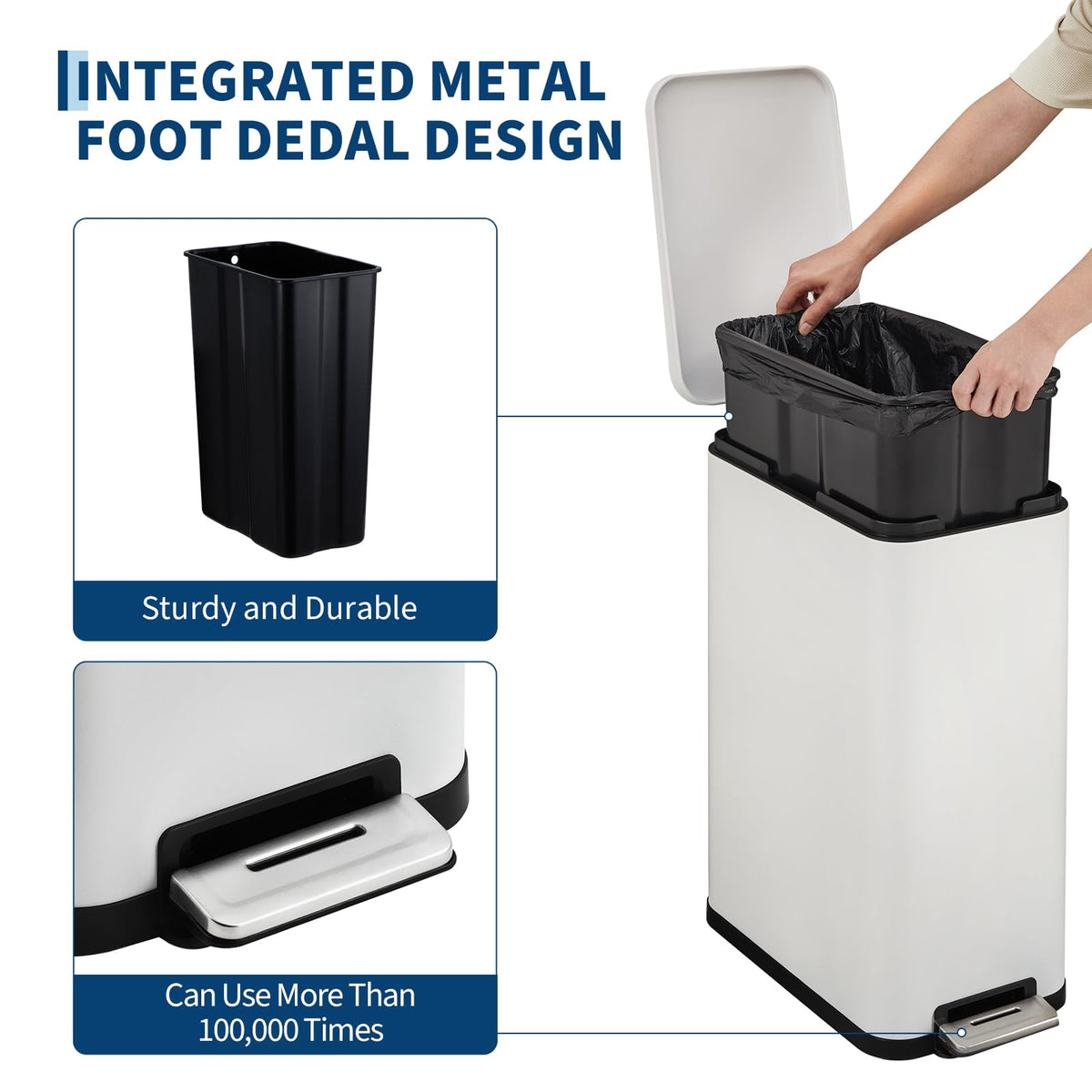 13.2 gal Stainless Steel Step Trash Can D86655