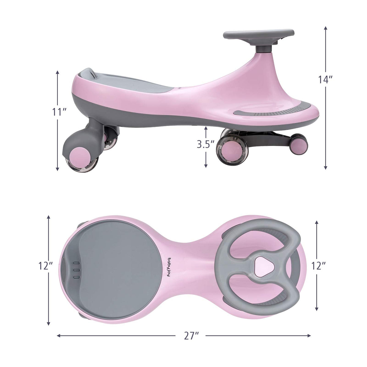Pink Wiggle Car with LED Flashing Wheels Y667