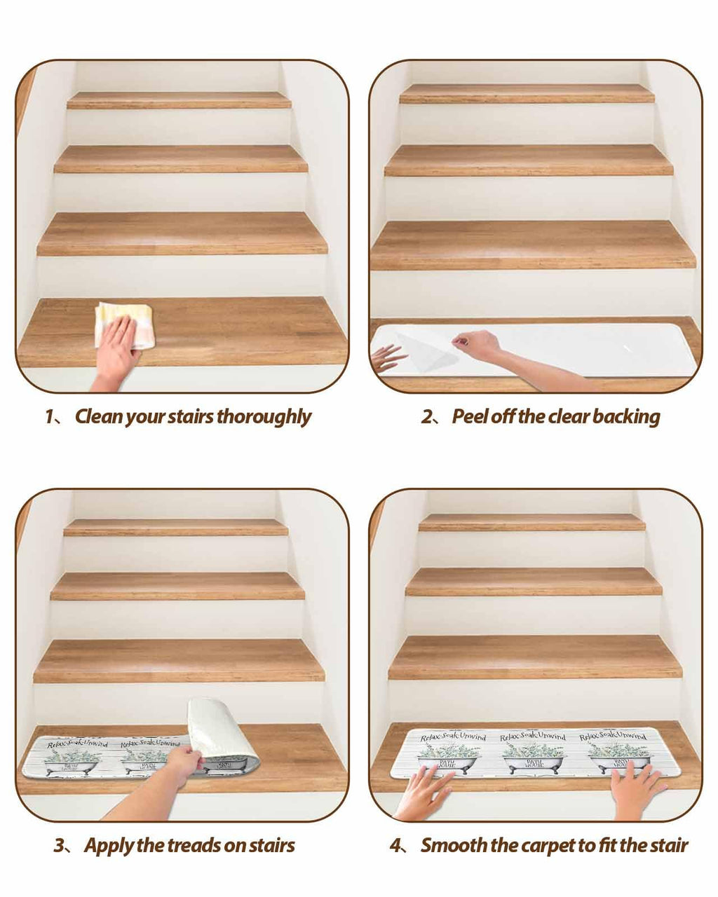 Eucalyptus Leaves 15 Pack Non Slip Stair Treads 8x30 inch C99392