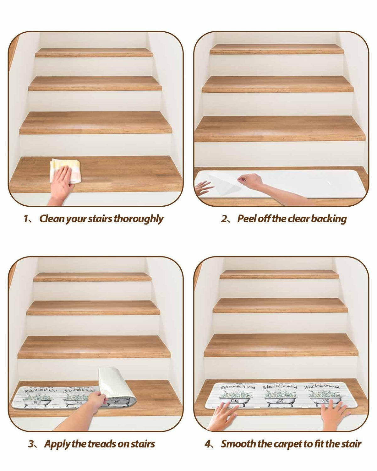 Eucalyptus Leaves 15 Pack Non Slip Stair Treads 8x30 inch C99392