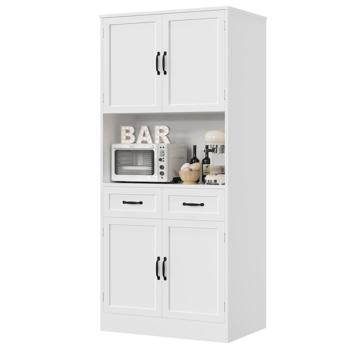 White Tall Wood Kitchen Pantry Storage Cabinet Z617565