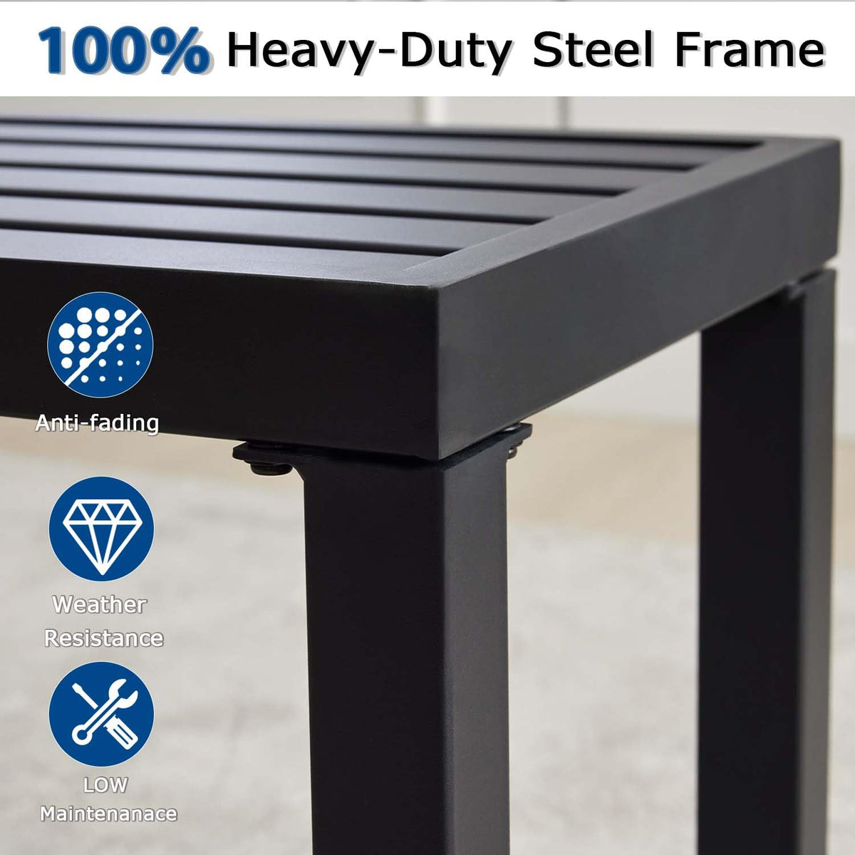 Black Set of 2 Metal Outdoor Backless Bench C8789