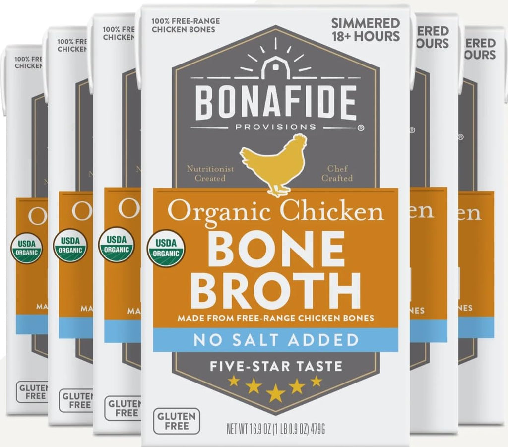 Organic Chicken Bone Broth No Salt Added 16.9oz 6 Pack B32923