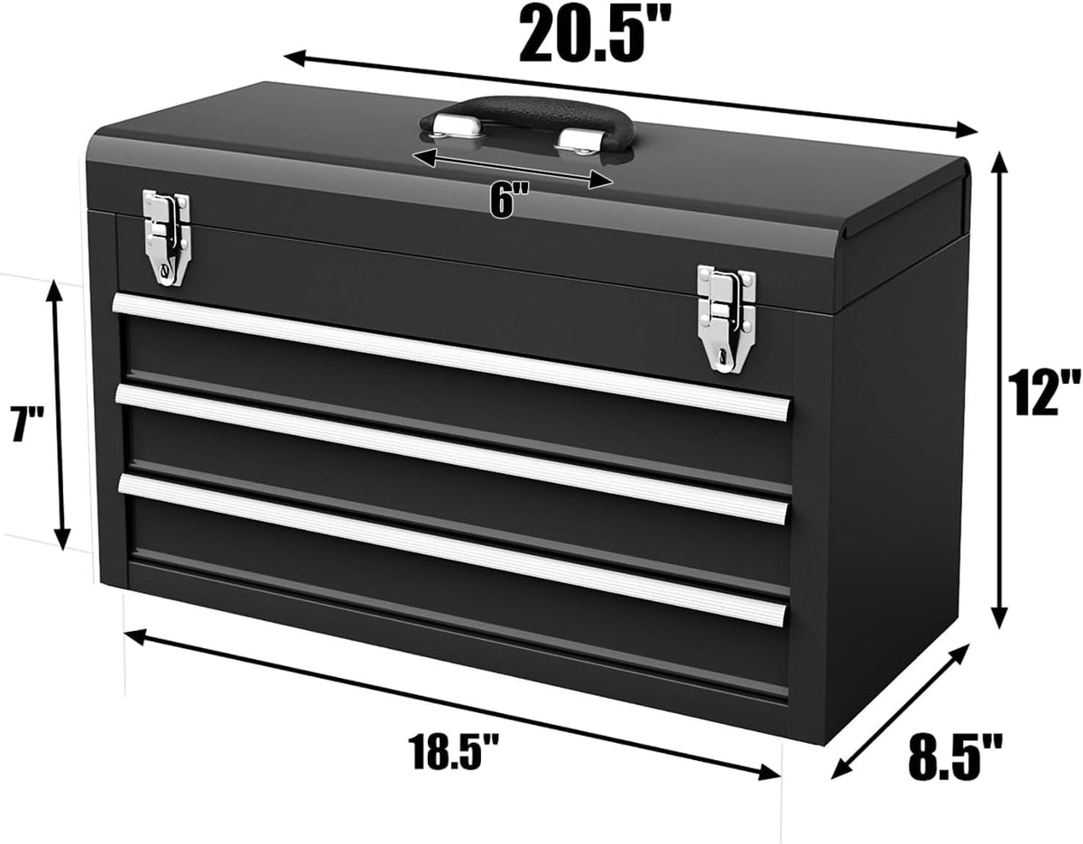 Portable Metal 3 Drawer Lockable Tool Box J82949