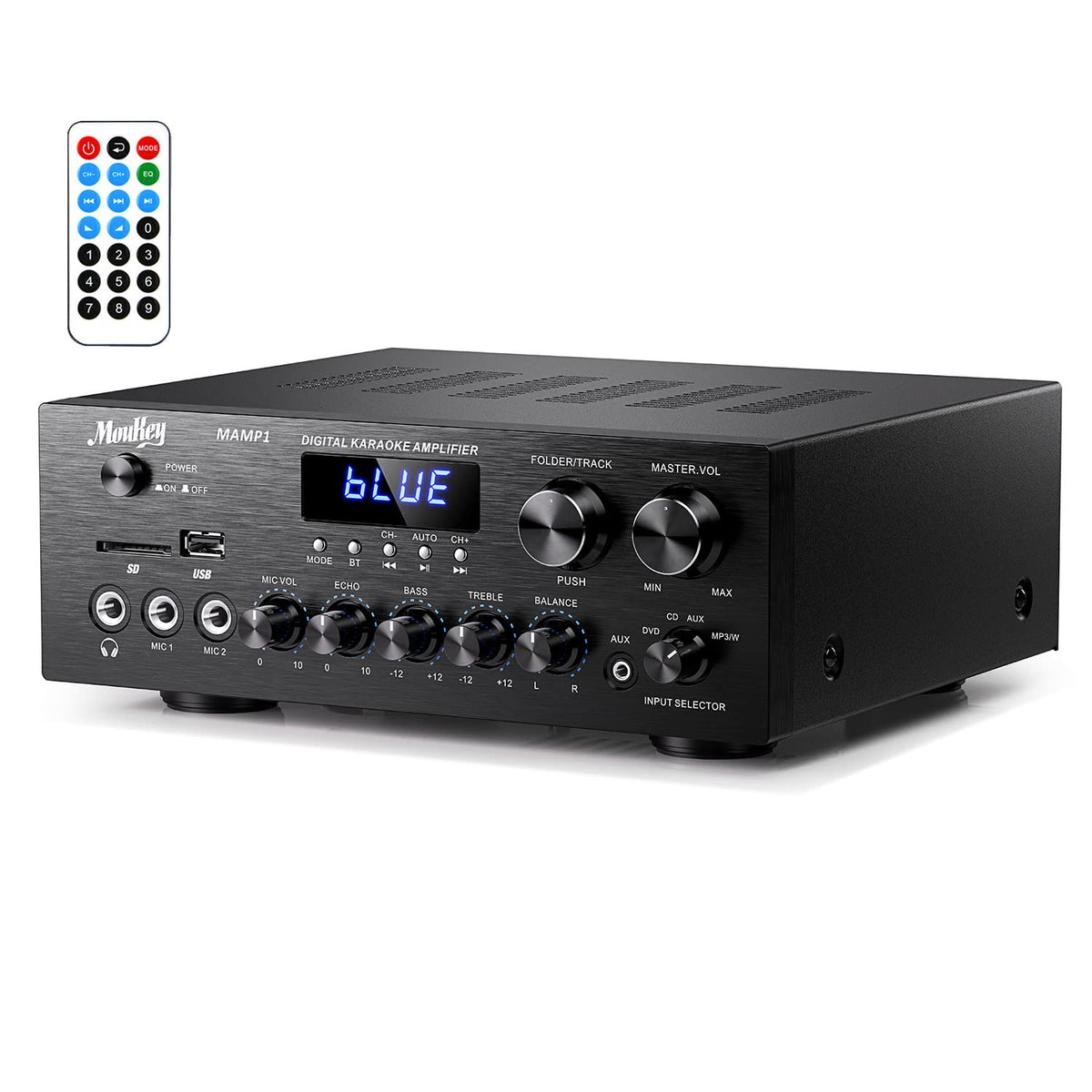 Bluetooth Stereo Receiver Amplifier with USB SD AUX RCA MIC, 400W Peak E332438