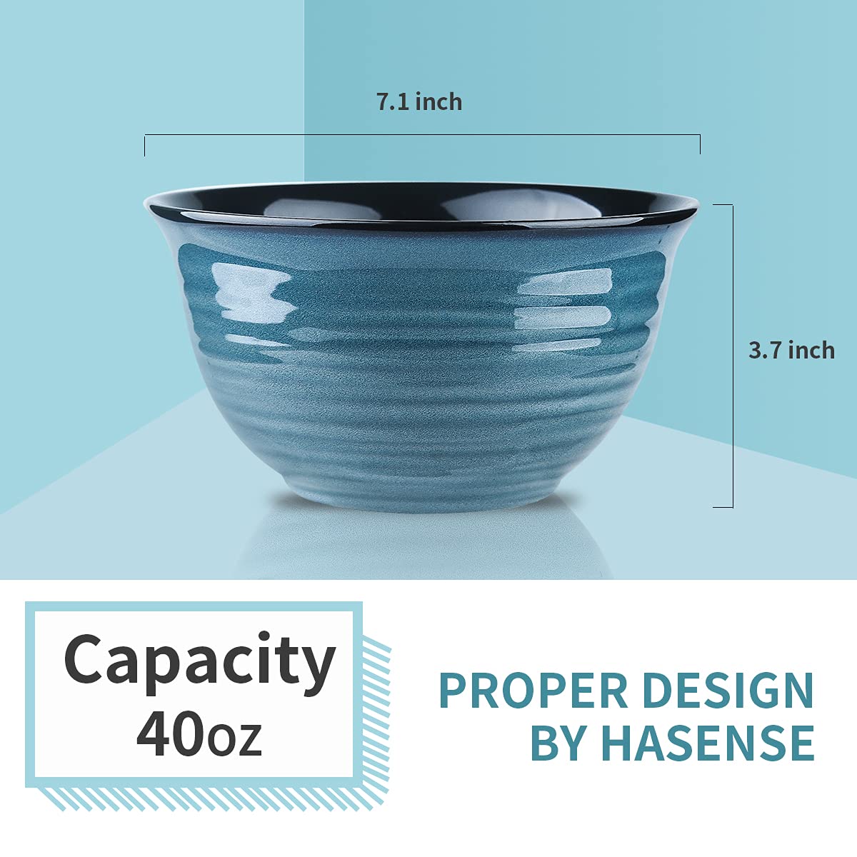 40 Ounce 7 Inch Ceramic Soup Bowls Set of 4 U53526