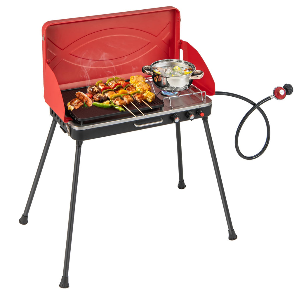 2-Burner Portable Gas Camping Stove with Detachable Legs R663