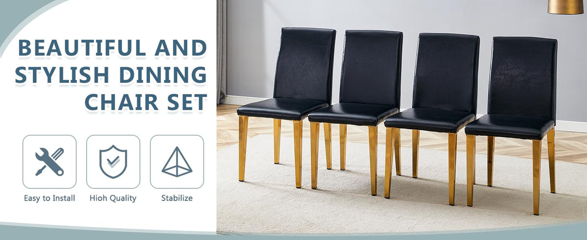 Black Gold Upholstered Dining Chairs Set of 4 K2673