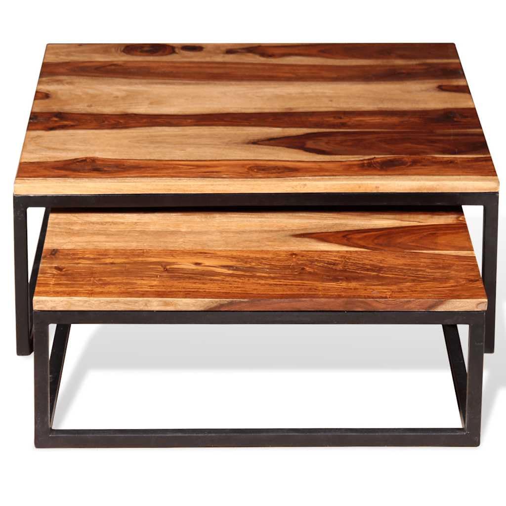 Solid Acacia Wood Nesting Coffee Table Set of 2 X919