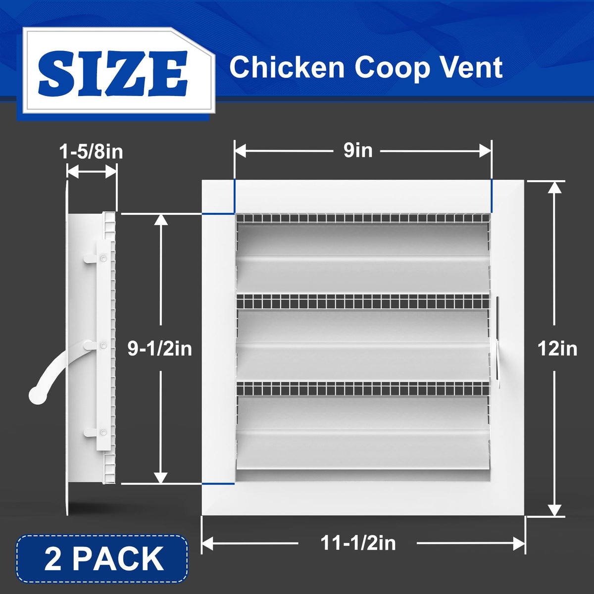 Adjustable Aluminum Alloy Gable Vent with Mesh Screen R38064