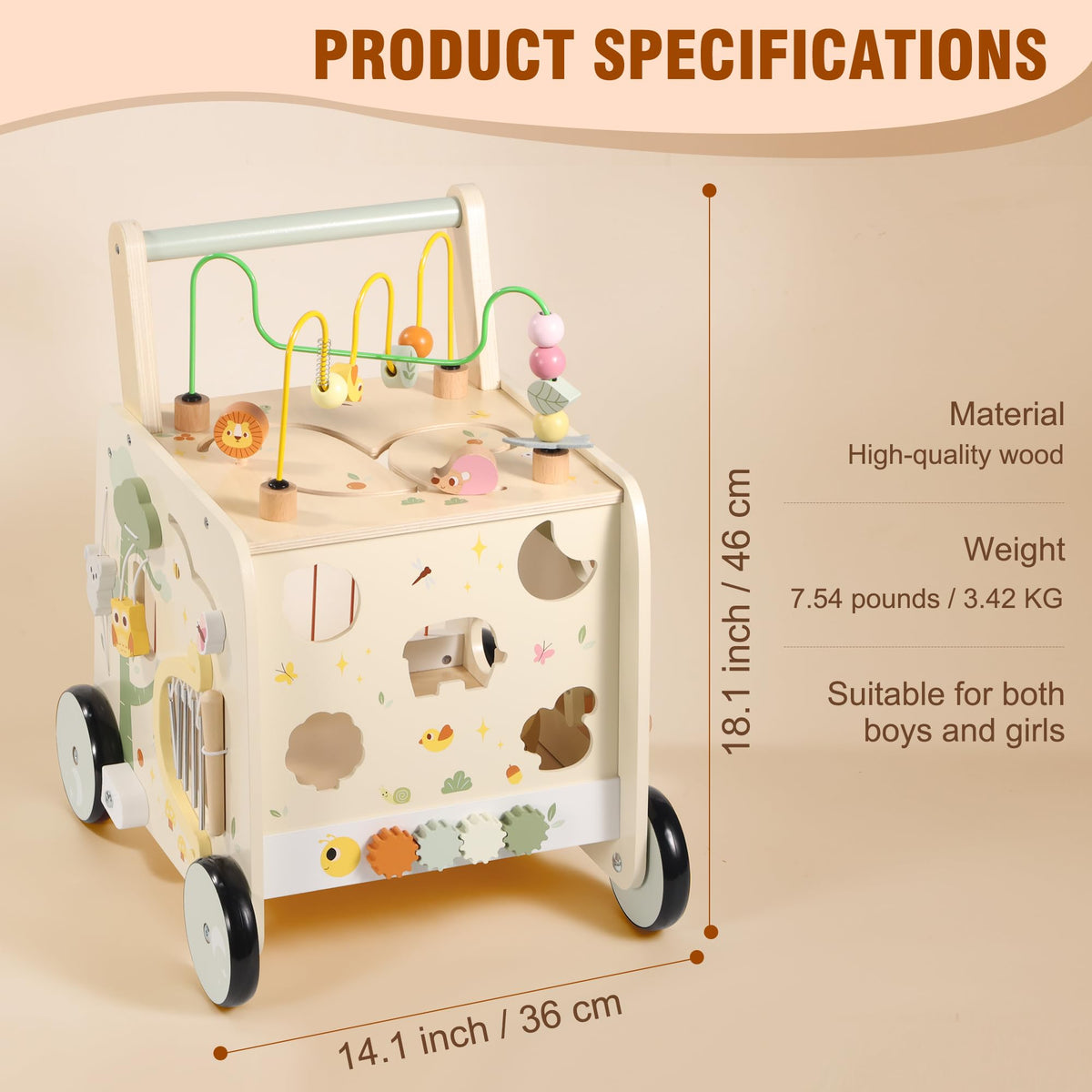 Wooden Activity Cube Push Walker L3959