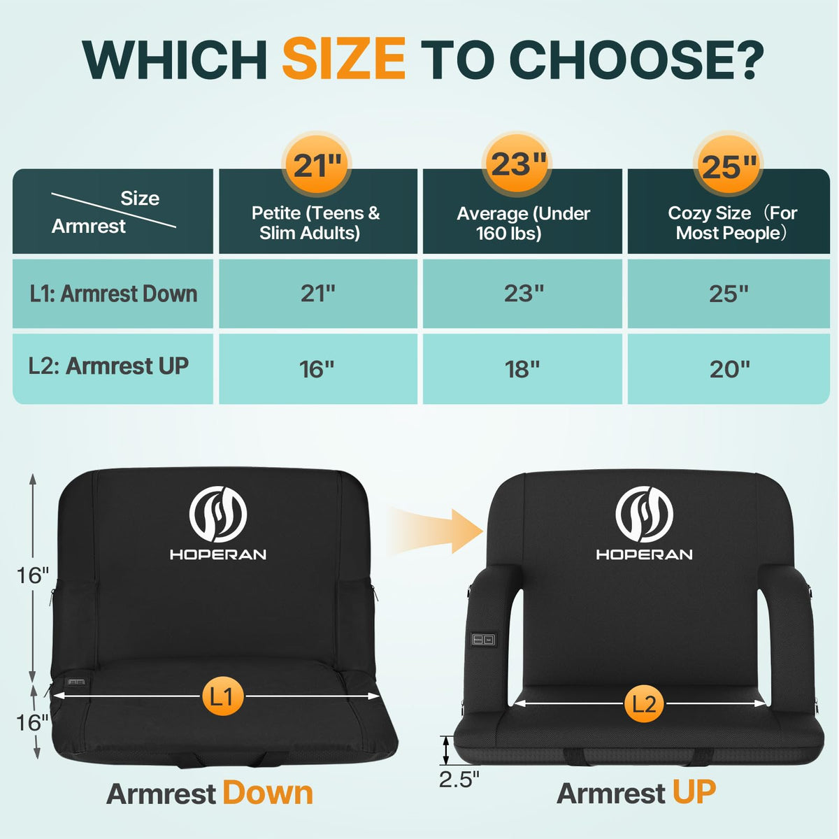 Black Heated Stadium Seats for Bleachers, 2 PCS Q871939