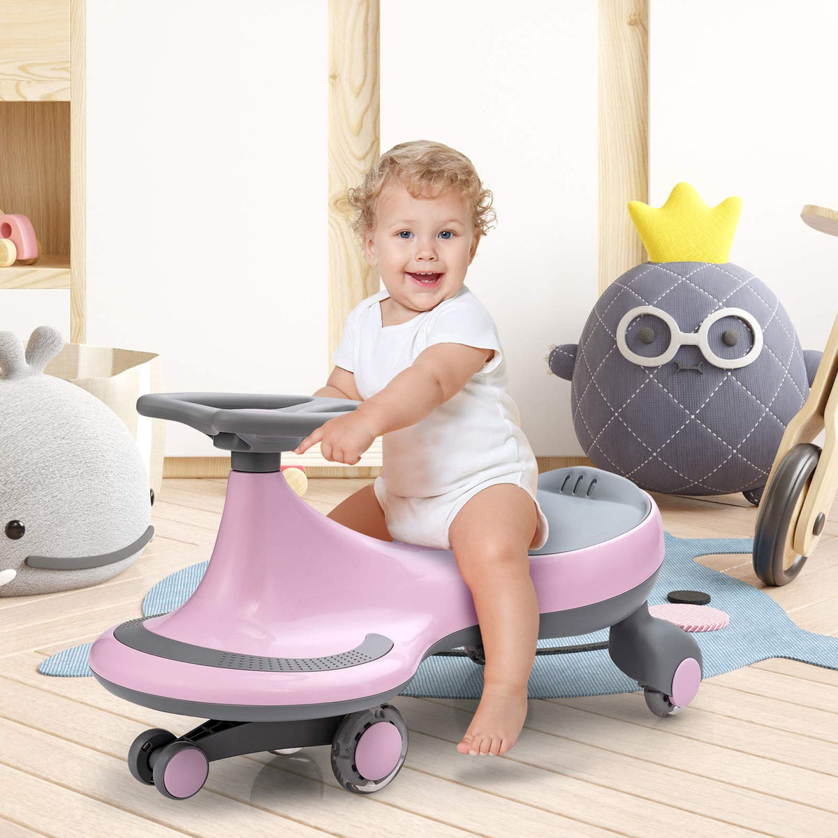 Pink Wiggle Car with LED Flashing Wheels Y667