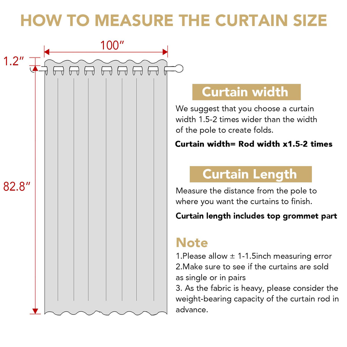 Polyester Room Darkening Blackout Curtain 100 x 84 Inches K908