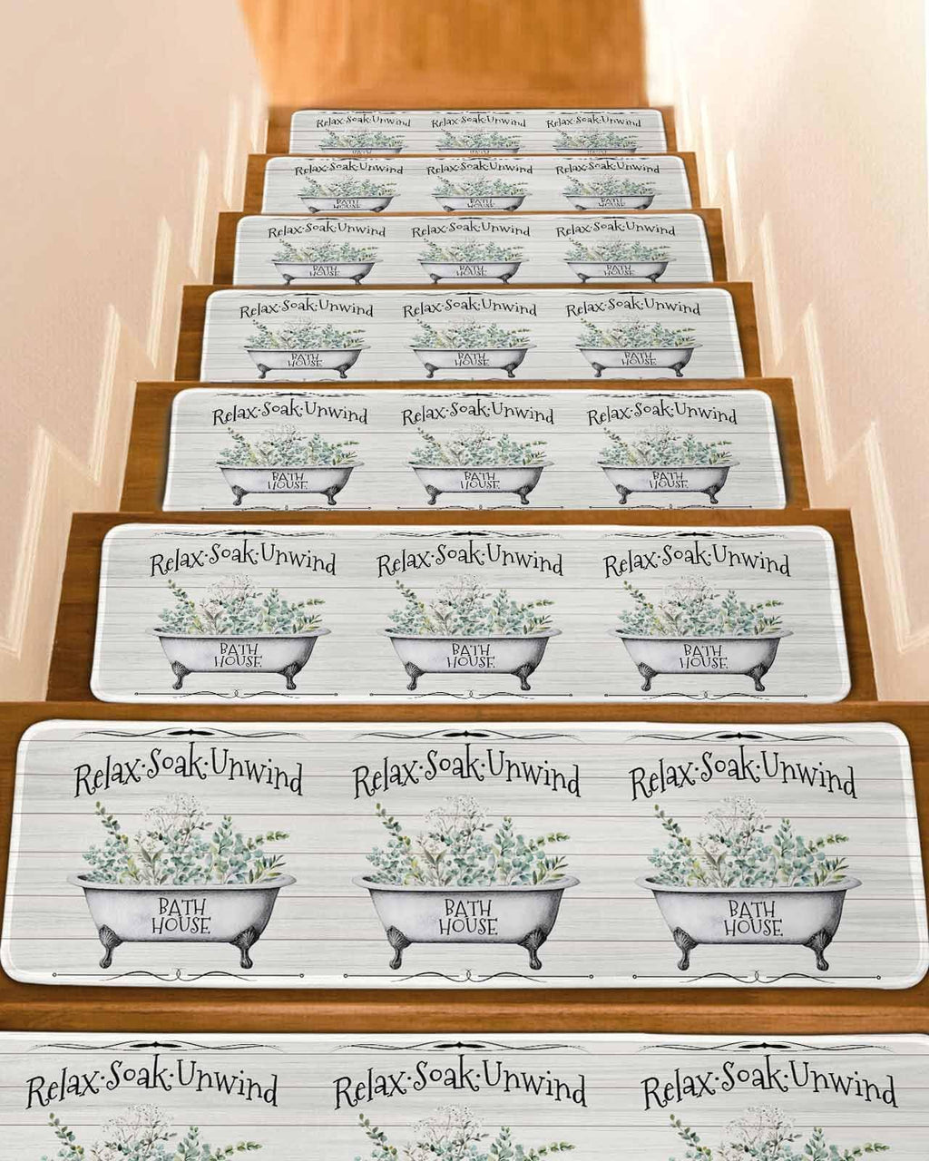 Eucalyptus Leaves 15 Pack Non Slip Stair Treads 8x30 inch C99392