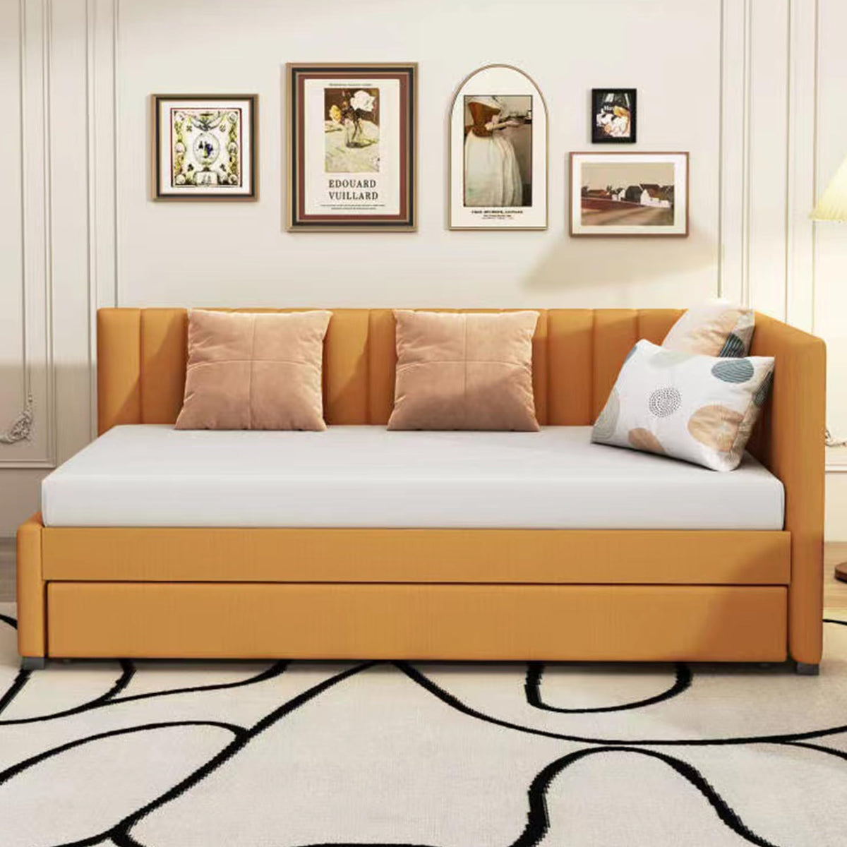 Twin Size Linen Upholstered Daybed with Trundle U393
