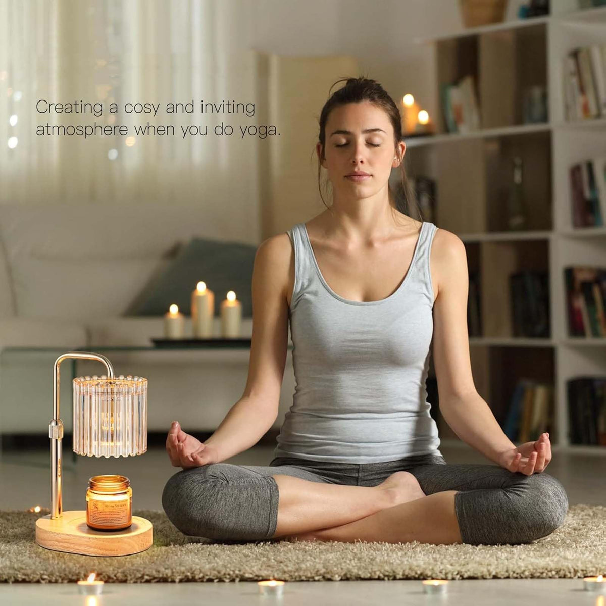 Candle Warmer Lamp with Timer, 2 Bulbs Height Adjustable Dimmable F734124
