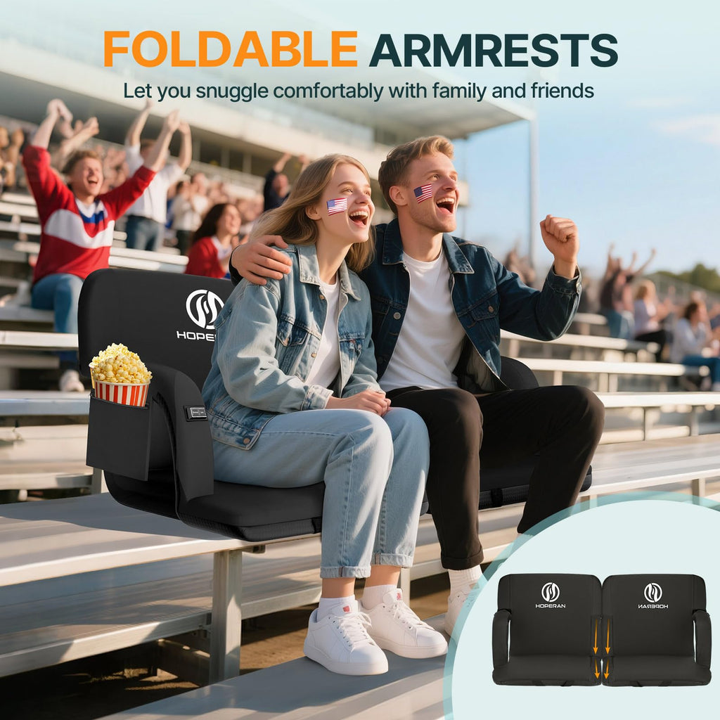 Black Heated Stadium Seats for Bleachers, 2 PCS Q871939