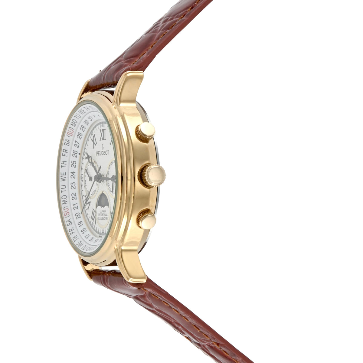 Gold Tone Leather Watch Q904452