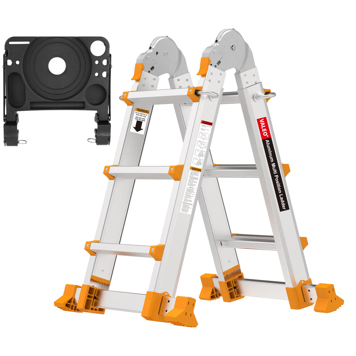 11FT Multi Position Aluminum Folding Ladder with Tool Tray J62601