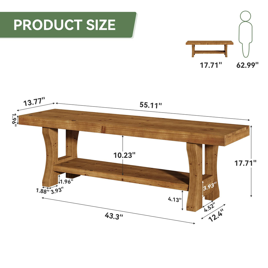 Brown Solid Wood Entryway Bench P612405