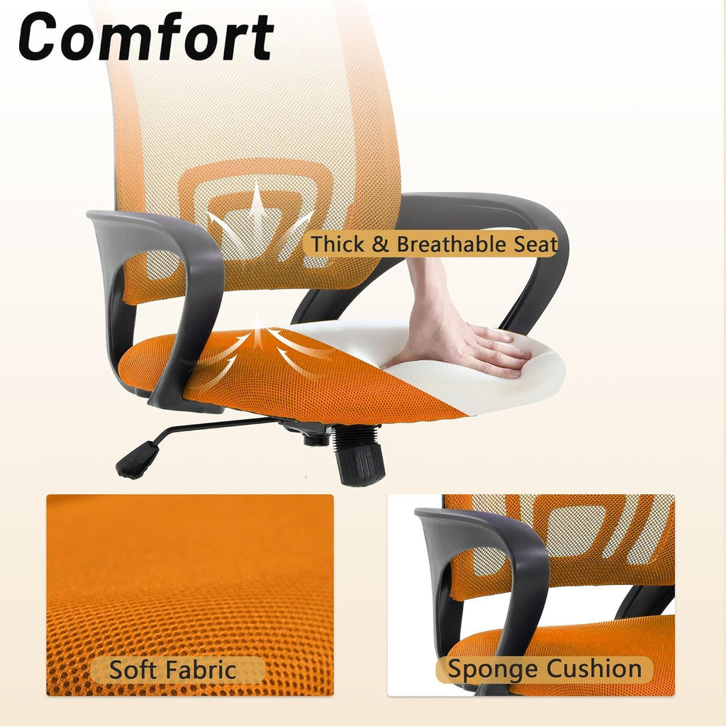 Orange Ergonomic Mesh Office Chair with Lumbar Support D11239