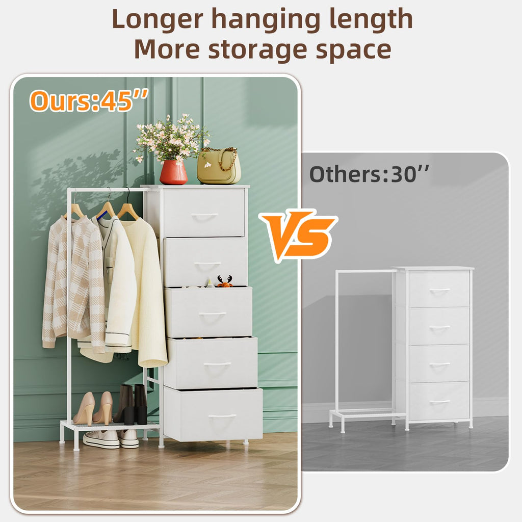 Dresser with Hanging Rack, 5 Drawers O13775