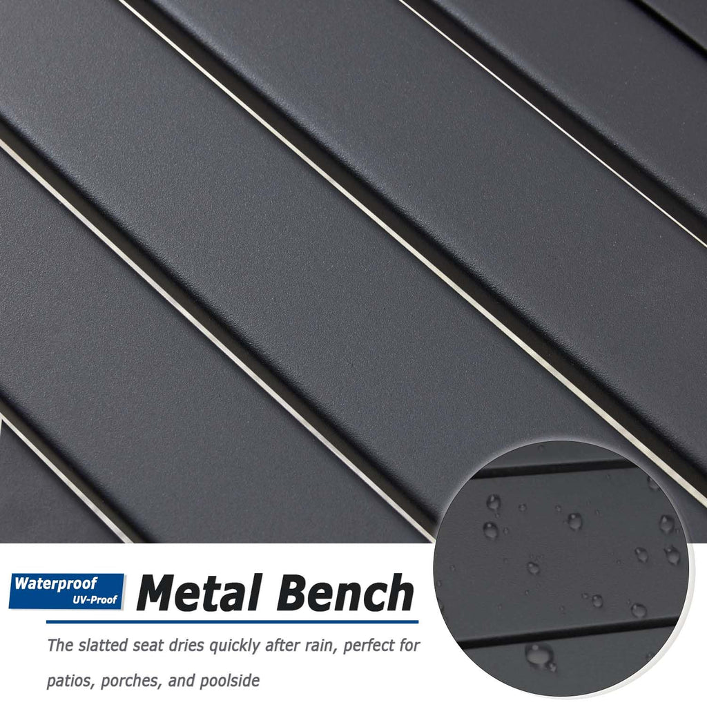 Black Set of 2 Metal Outdoor Backless Bench C8789