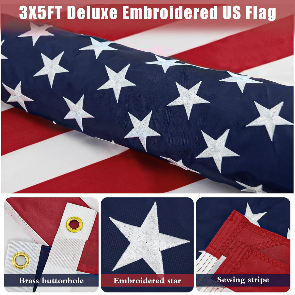5FT Black Stainless Steel Flag Pole Kit with Solar Light and American Flag I461