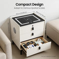 Beige White 3 Drawer Nightstand with Wireless Charging P4428